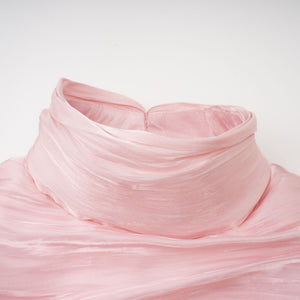 Aurohaya Sarolta Pink Glossy Ruched Maxi Dress