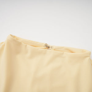 Aurohaya Fenella Yellow Asymmetrical Draped Cape & Dress Matching Set