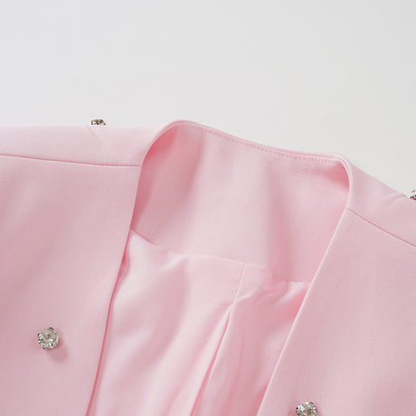 Aurohaya Valéria Pink Crystal Embellished Jacket & Dress Set