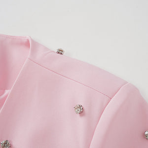 Aurohaya Valéria Pink Crystal Embellished Jacket & Dress Set