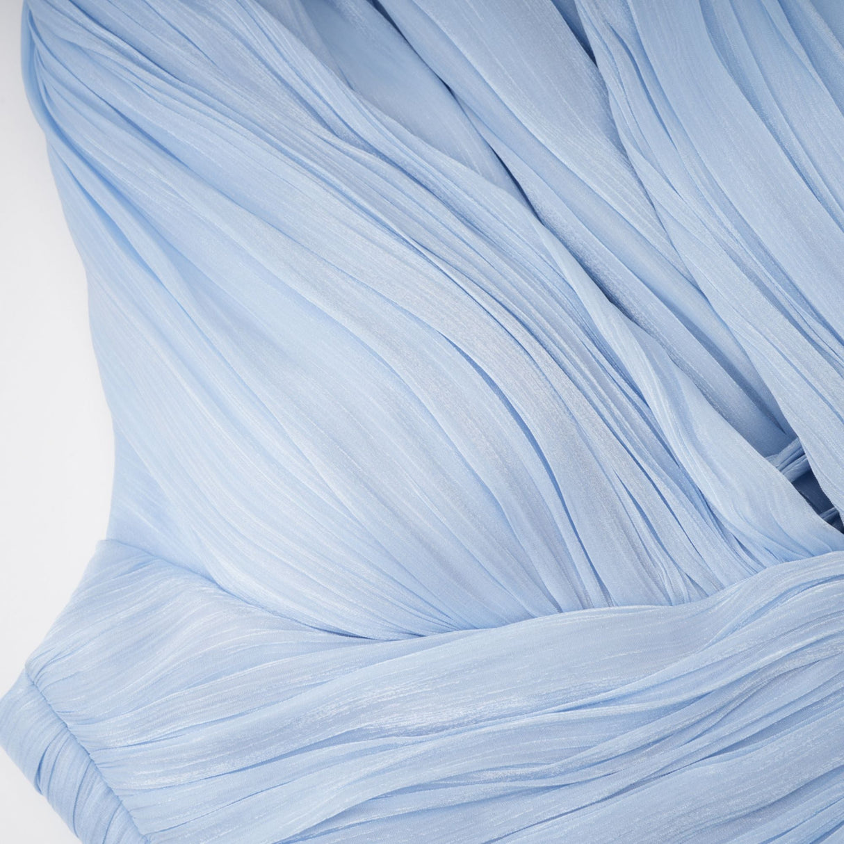 Aurohaya Térébenthine Blue Glossy Gathered Maxi Dress