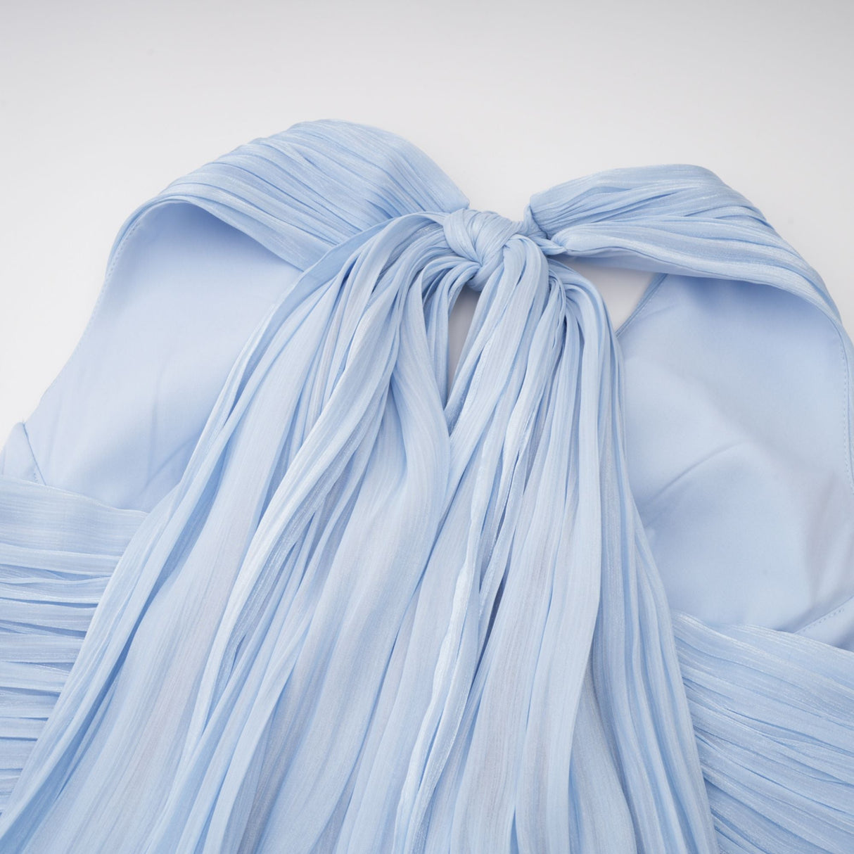 Aurohaya Térébenthine Blue Glossy Gathered Maxi Dress