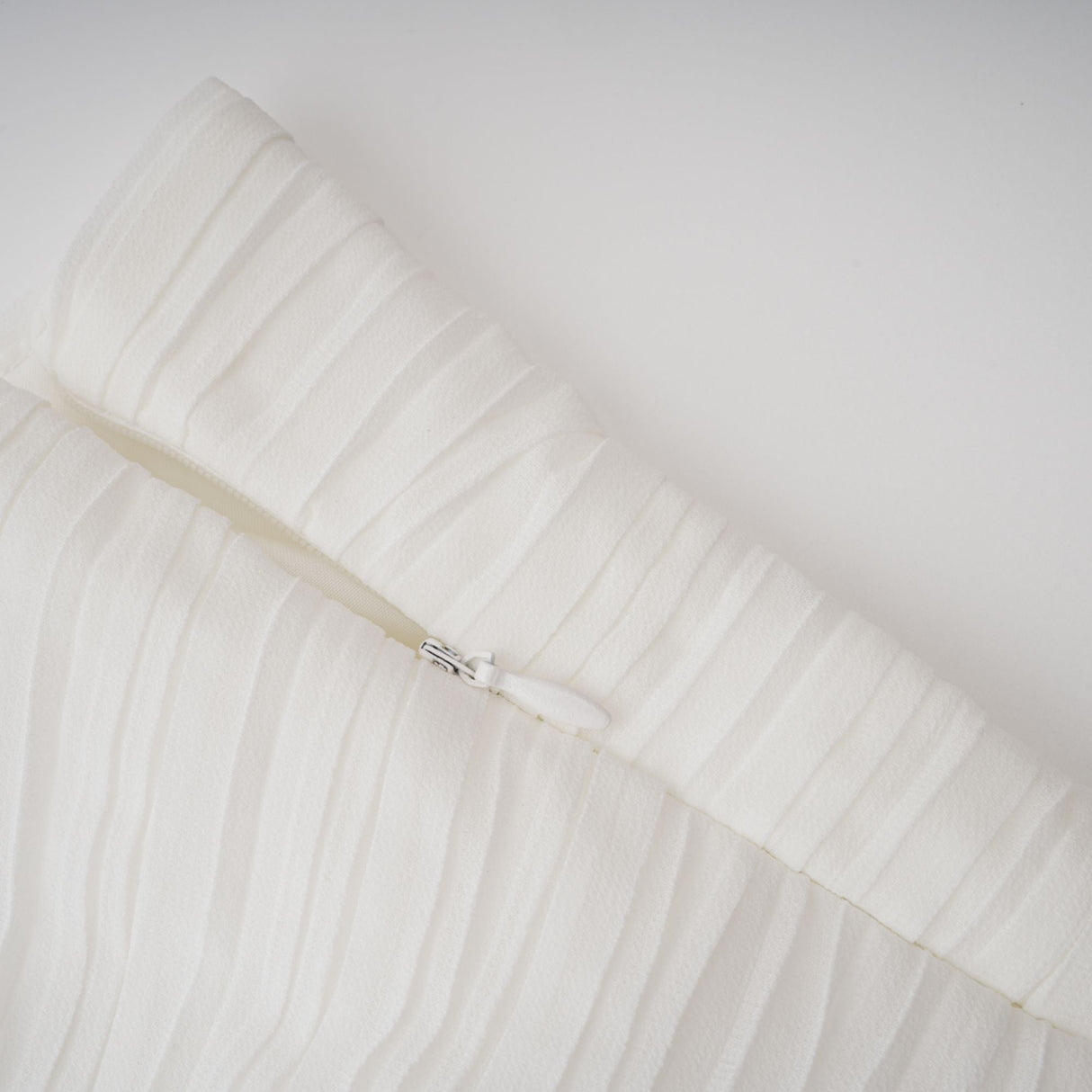 Aurohaya Doux White Ruffled Trim Pleated Midi Dress