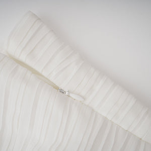 Aurohaya Doux White Ruffled Trim Pleated Midi Dress