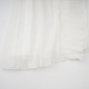 Aurohaya Doux White Ruffled Trim Pleated Midi Dress