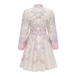 Aurohaya Fabienne Neutral Floral Print Mini Dress