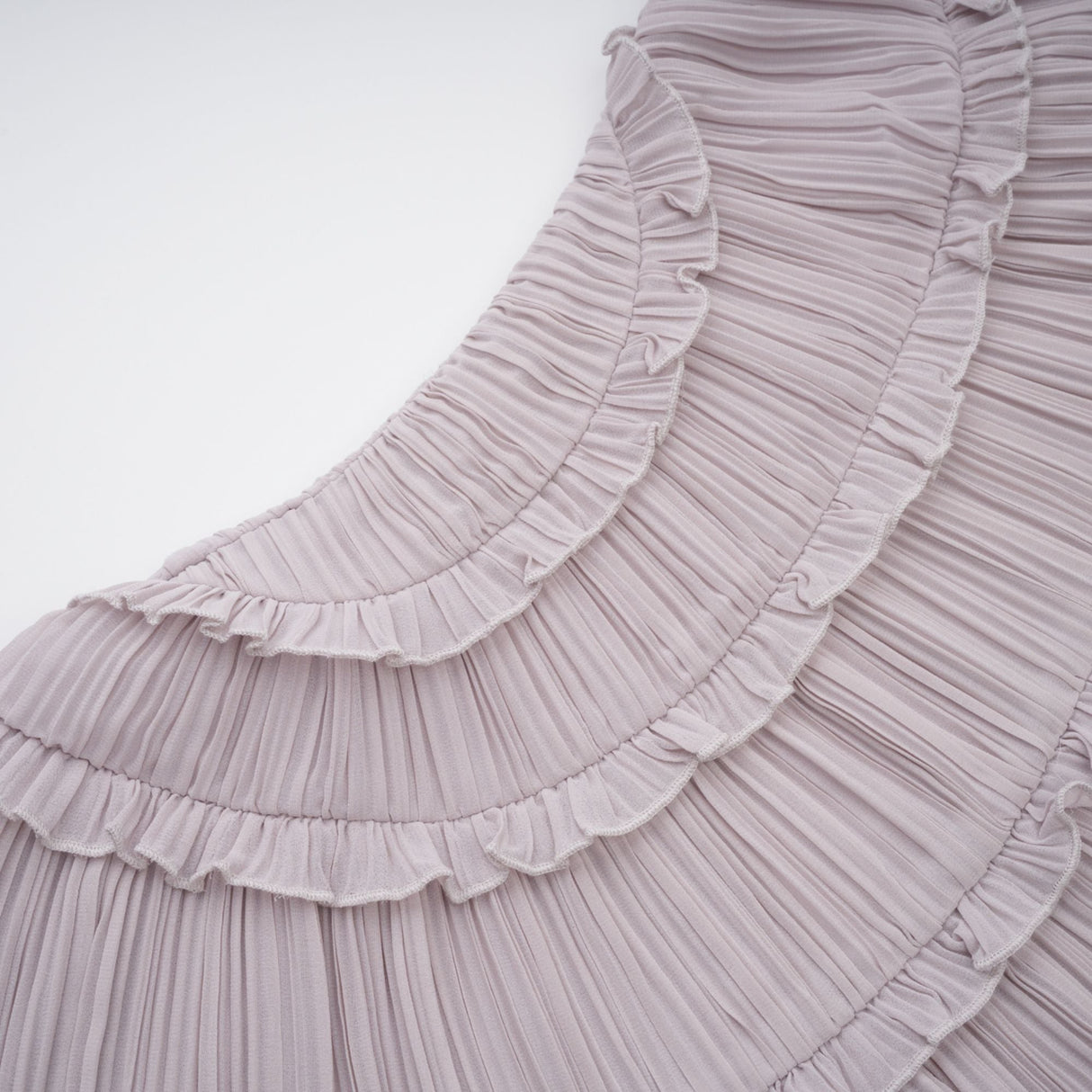 Aurohaya Doux Purple Ruffled Trim Pleated Mini Dress