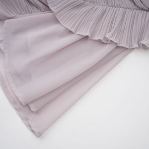 Aurohaya Doux Purple Ruffled Trim Pleated Mini Dress