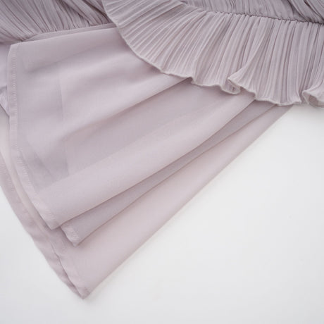 Aurohaya Doux Purple Ruffled Trim Pleated Mini Dress