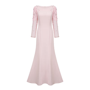 Aurohaya Gunnel Pink Flared Embellished Maxi Gown