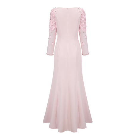 Aurohaya Gunnel Pink Flared Embellished Maxi Gown