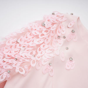 Aurohaya Gunnel Pink Flared Embellished Maxi Gown