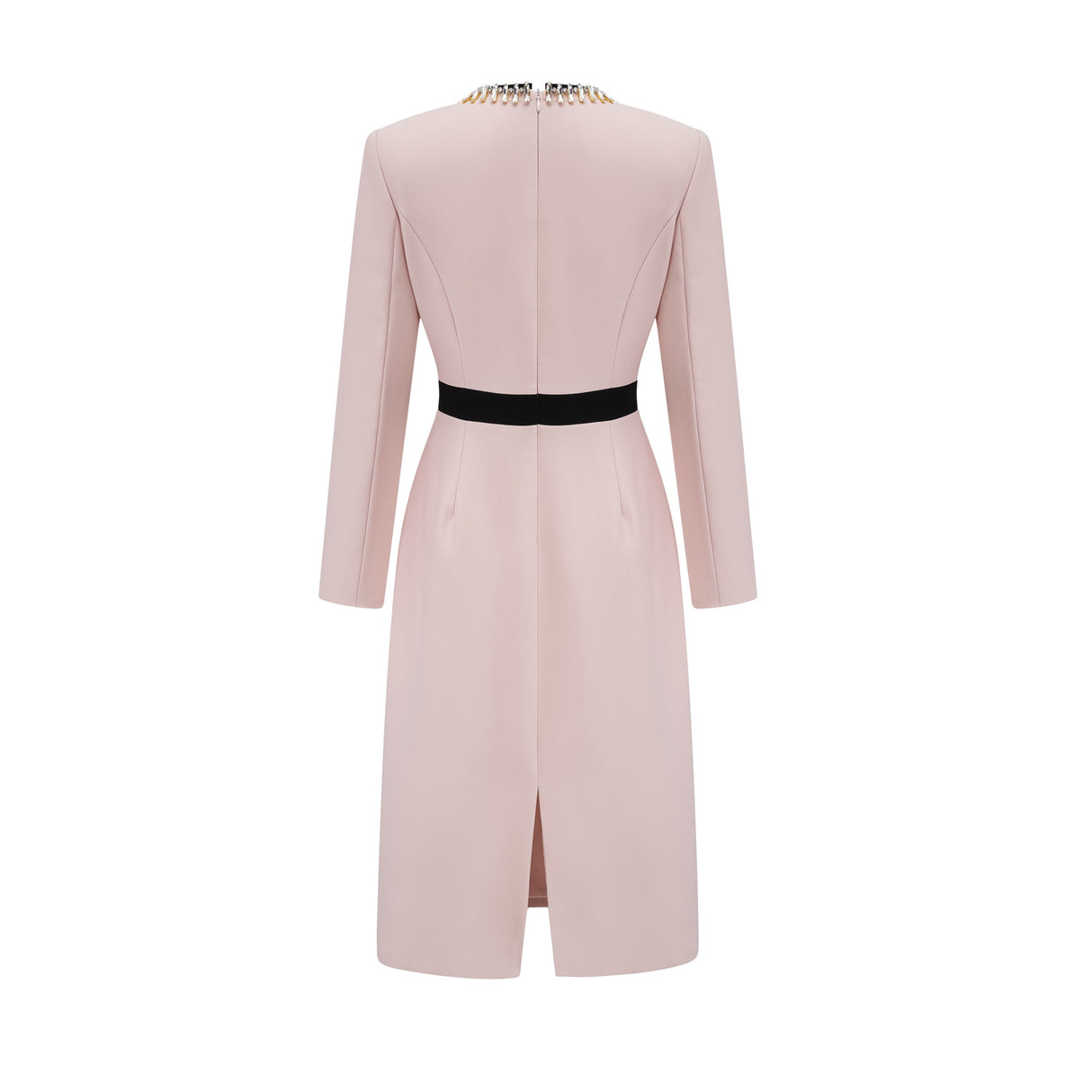 Aurohaya Anaïs pink crystal color-blocked midi dress