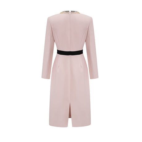 Aurohaya Anaïs pink crystal color-blocked midi dress