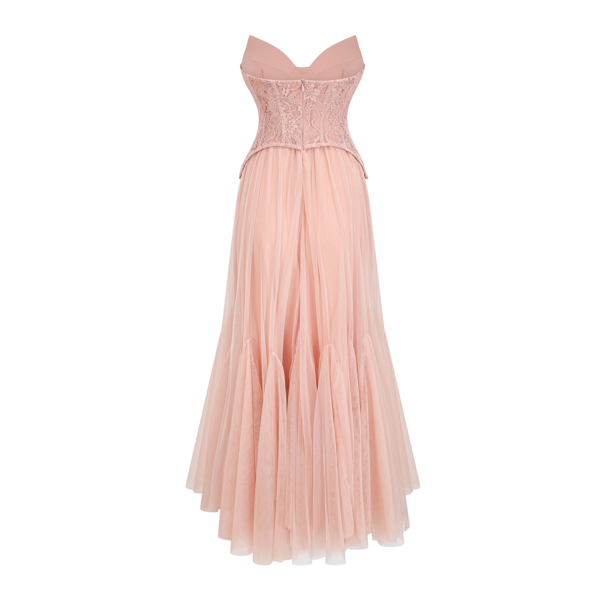 Aurohaya Ulrique Pink Lace Corset Tulle Maxi Dress