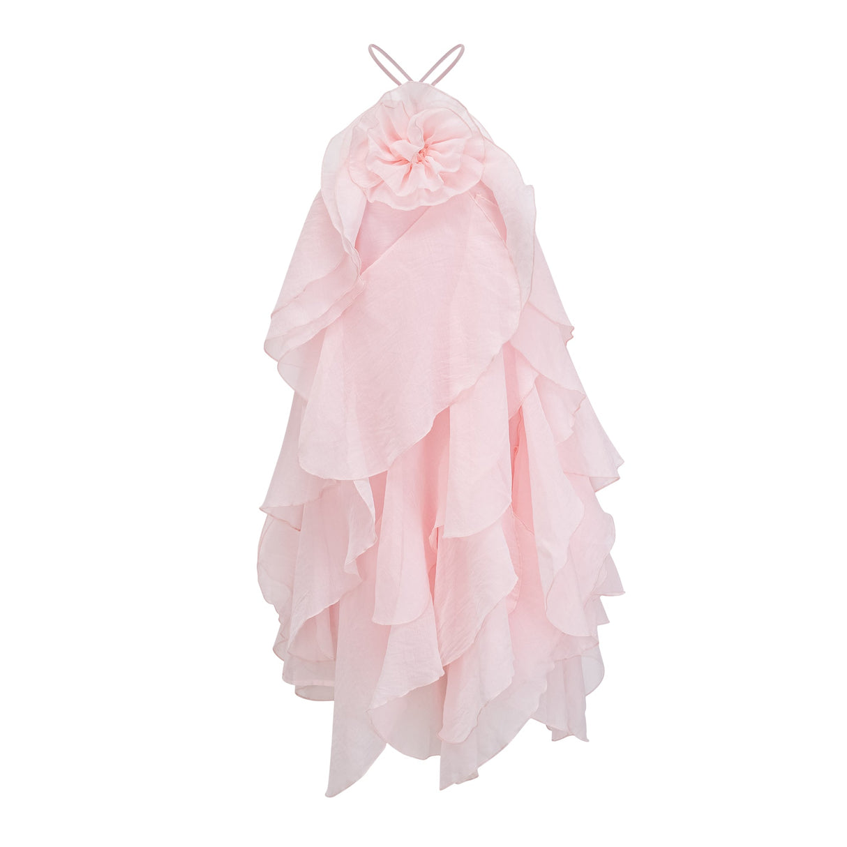 Aurohaya Lucie Pink Tiered Ruffled Mini Dress