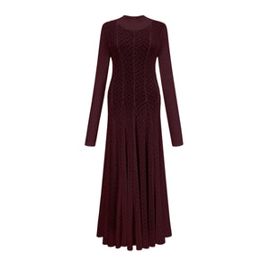 Aurohaya Athena wavy-pattern lace maxi dress in Red