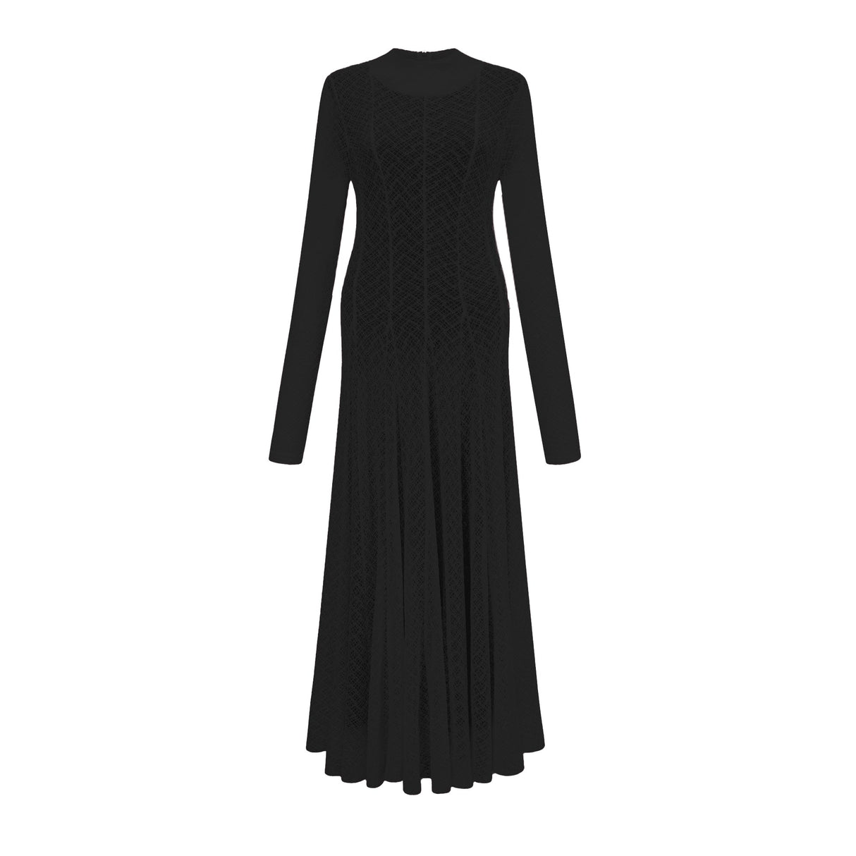 Aurohaya Athena wavy-pattern lace maxi dress in Black