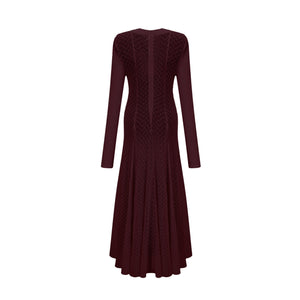 Aurohaya Athena wavy-pattern lace maxi dress in Red