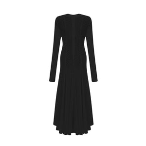 Aurohaya Athena wavy-pattern lace maxi dress in Black