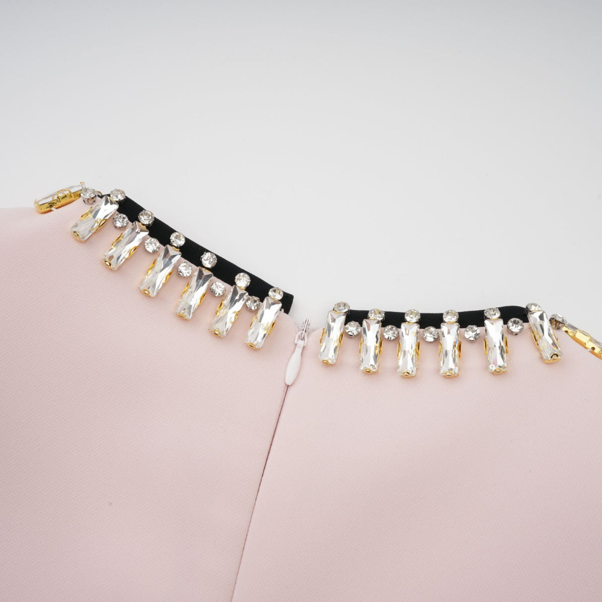 Aurohaya Anaïs pink crystal color-blocked midi dress
