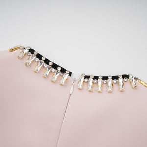 Aurohaya Anaïs pink crystal color-blocked midi dress
