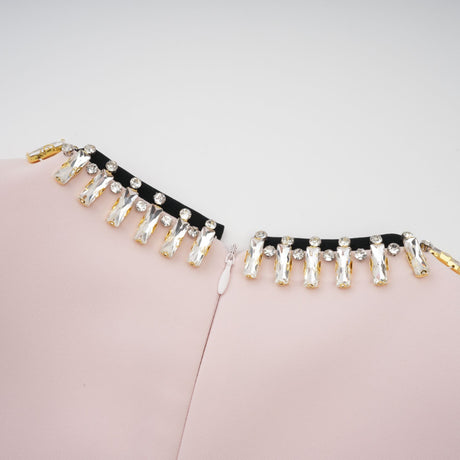 Aurohaya Anaïs pink crystal color-blocked midi dress