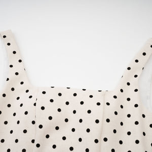 Aurohaya Geneviève neutrals polka-dot puff mini dress