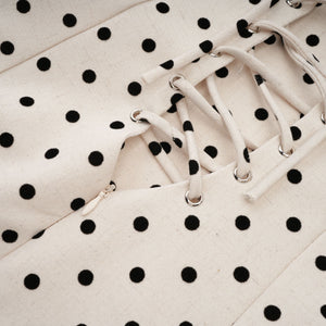 Aurohaya Geneviève neutrals polka-dot puff mini dress