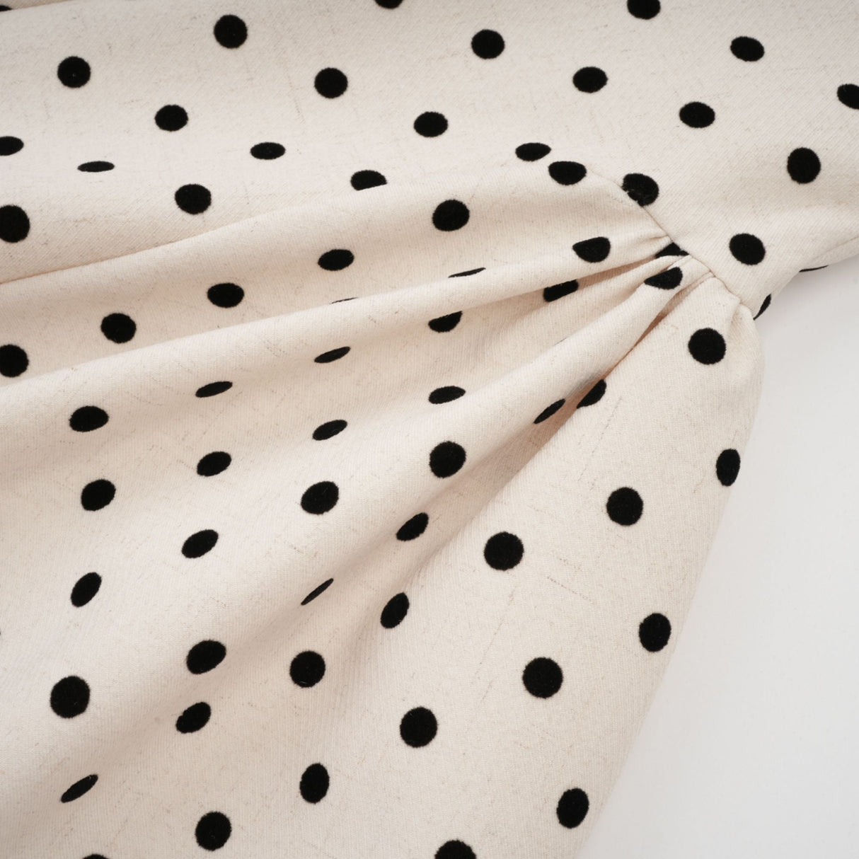 Aurohaya Geneviève neutrals polka-dot puff mini dress