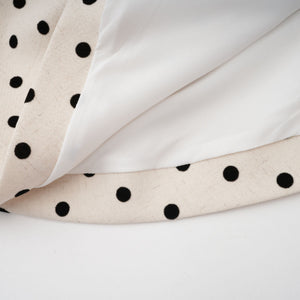 Aurohaya Geneviève neutrals polka-dot puff mini dress
