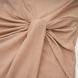 Aurohaya Rosalie gold asymmetrical pleated maxi dress