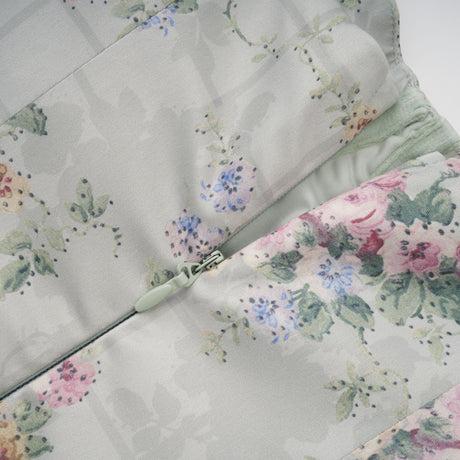 Aurohaya Prunelle sage-green floral-print shirred midi dress