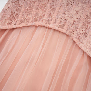 Aurohaya Ulrique Pink Lace Corset Tulle Maxi Dress