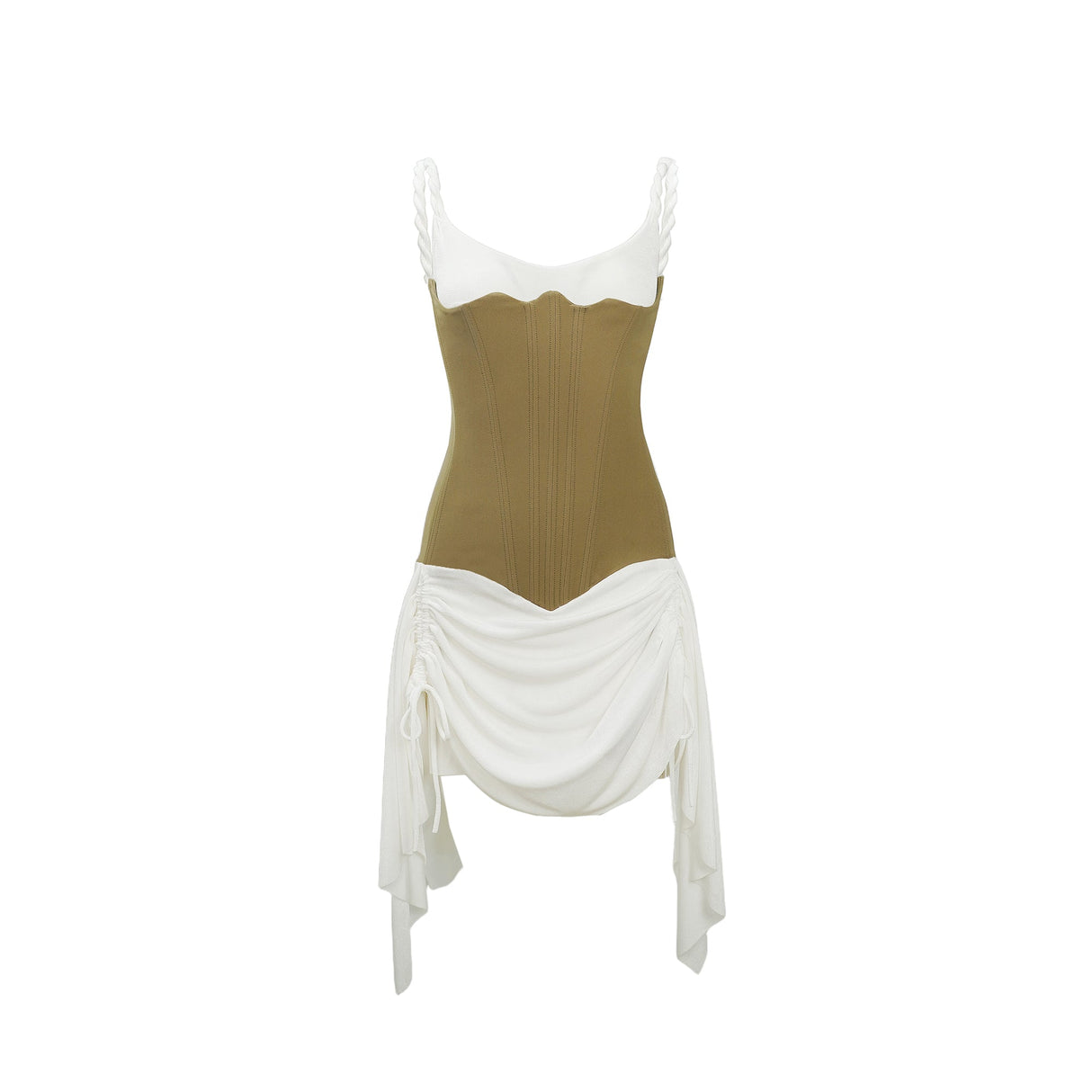 Aurohaya Yasmine Brown Bustier Panel Mini Dress