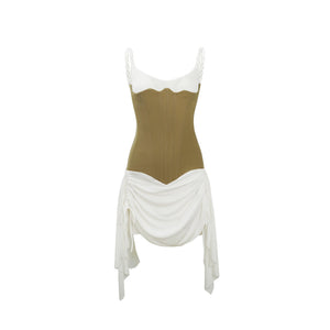 Aurohaya Yasmine Brown Bustier Panel Mini Dress