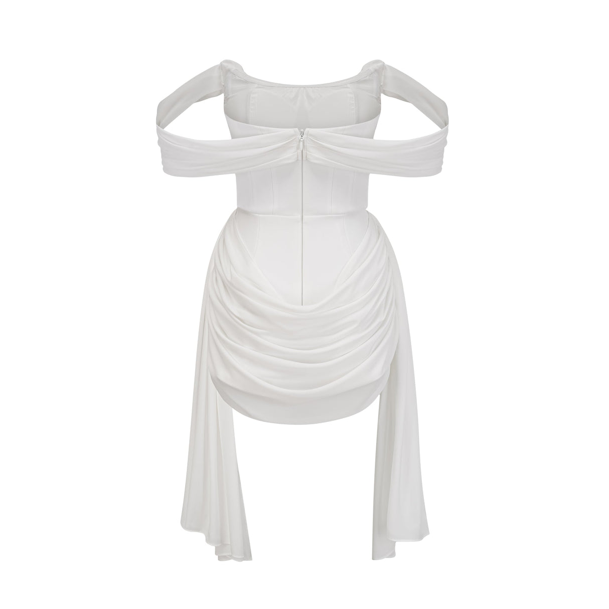 Aurohaya Gitta white ribbon-design ruched mini dress