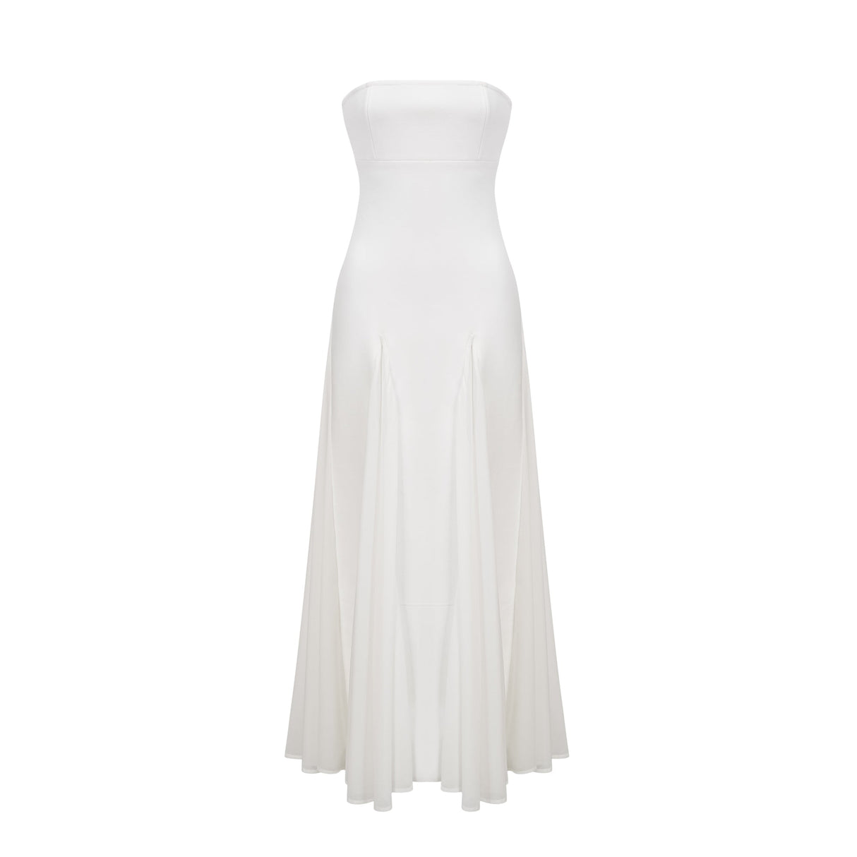 Aurohaya Nathalie white tulle-panelling maxi dress
