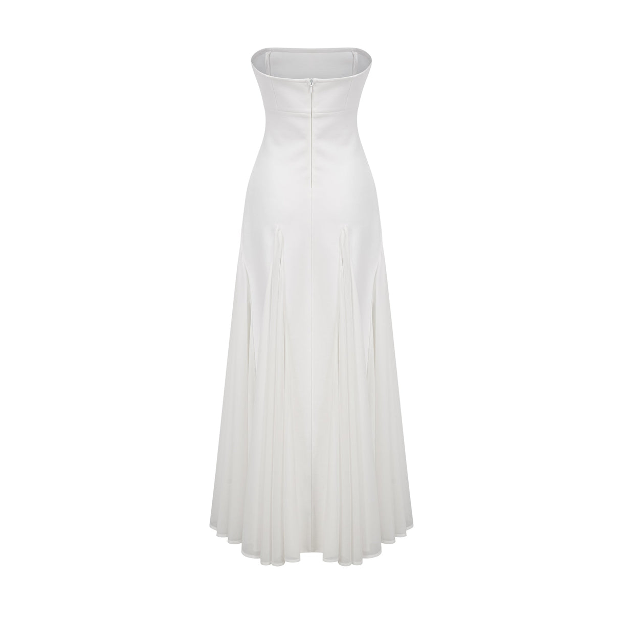 Aurohaya Nathalie white tulle-panelling maxi dress