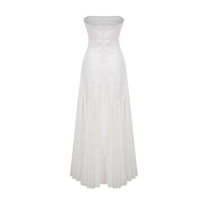 Aurohaya Nathalie white tulle-panelling maxi dress