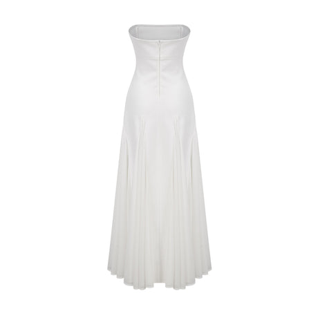 Aurohaya Nathalie white tulle-panelling maxi dress