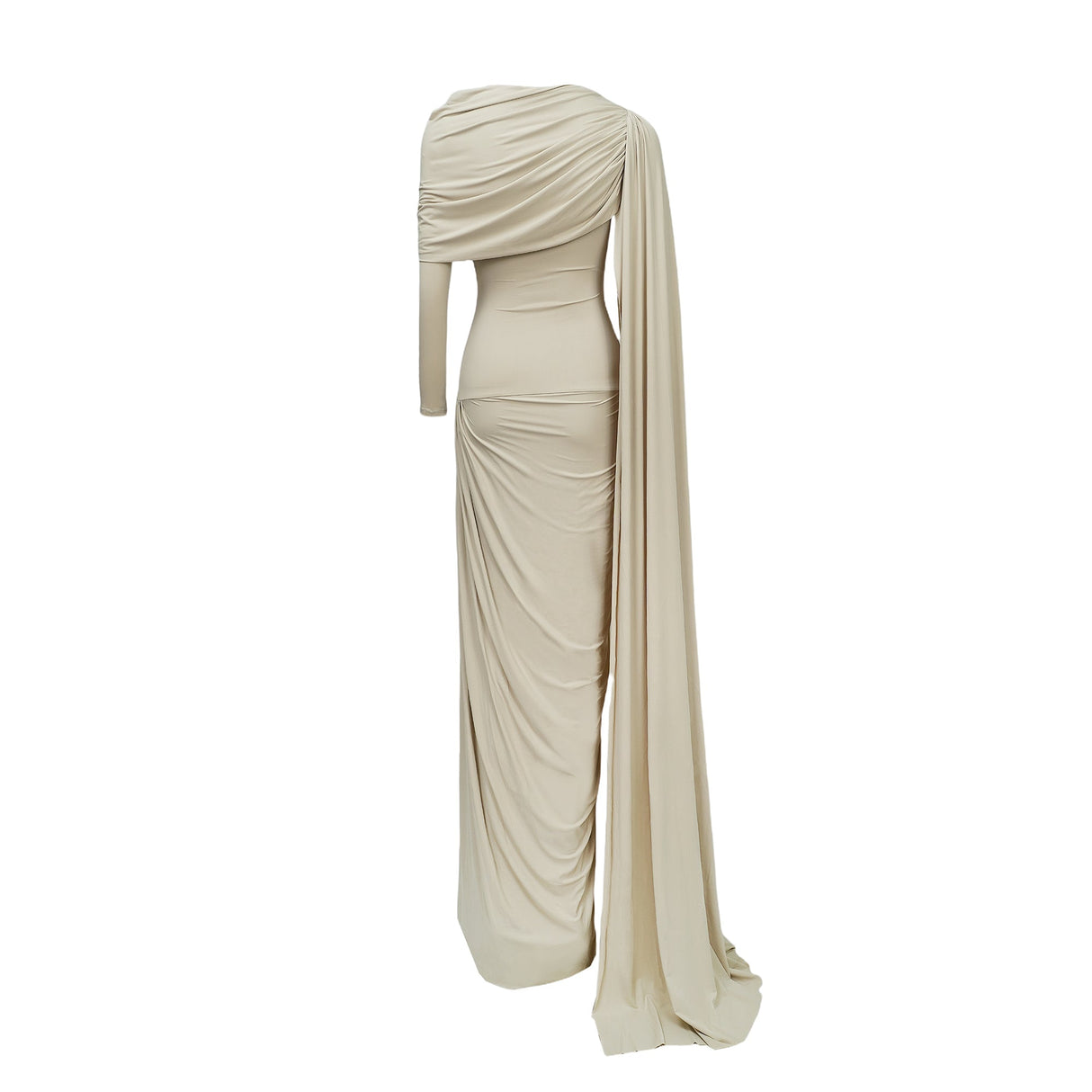 Aurohaya Gaëlle Neutrals Ribbon-design Draped Maxi Dress