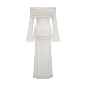 Aurohaya Wanda white glittered floral-appliqué knit maxi dress