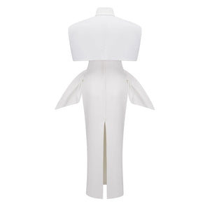 Aurohaya Felice White Structured Cape & Corset Dress Set