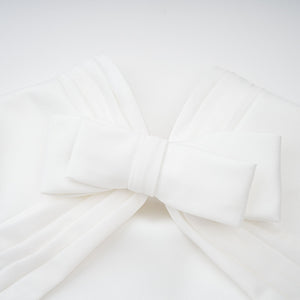 Aurohaya Camille White Statement Bow Mermaid Maxi Dress