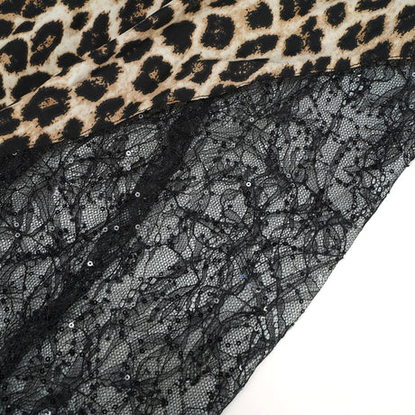 Aurohaya Alizée Brown Lace Panel Leopard Print Maxi Dress