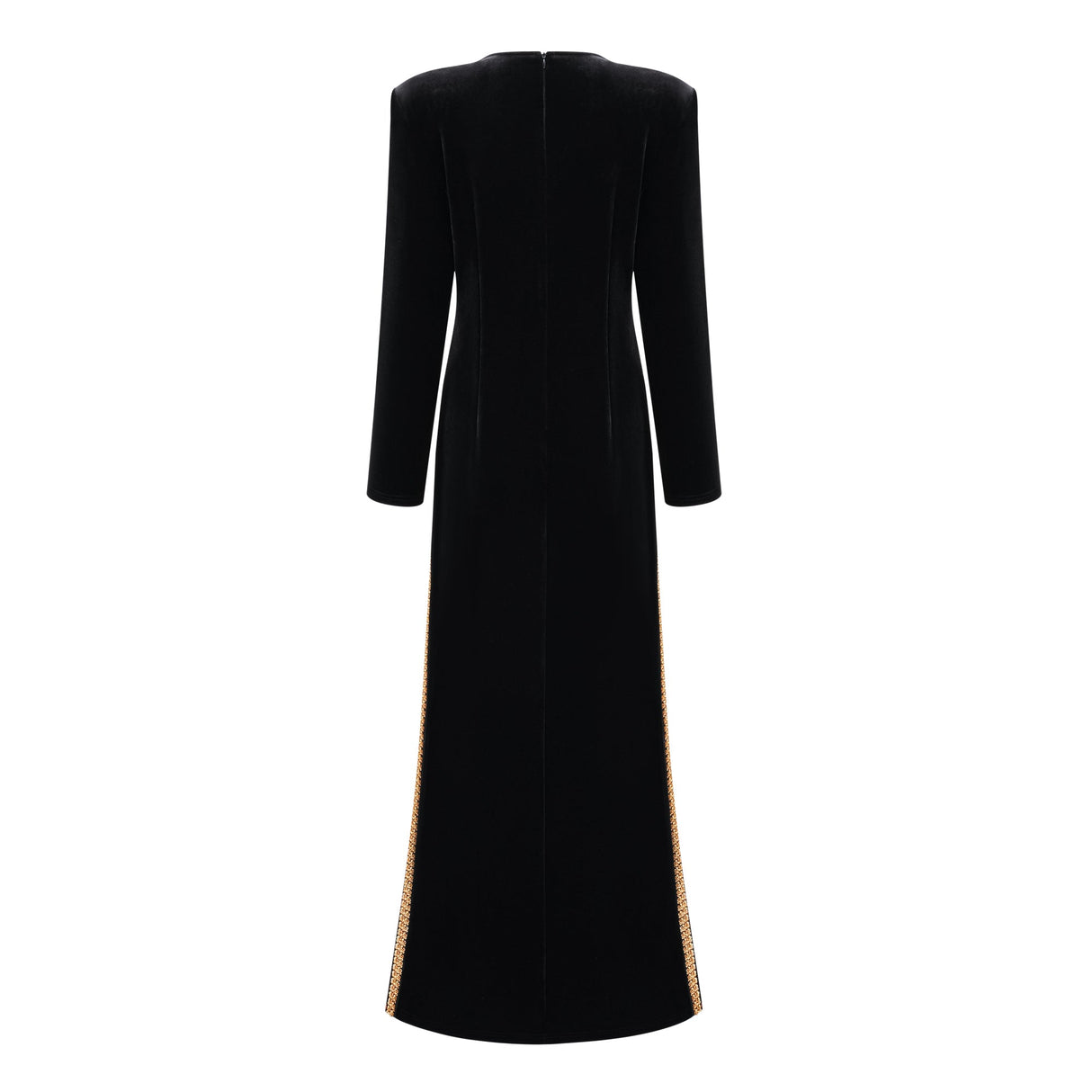 Aurohaya Anna Black Crystal Embellished Front Slit Maxi Dress