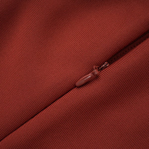 Aurohaya Mélisande Rusty Red Halterneck Fringed Maxi Gown