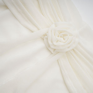Aurohaya Wanda white glittered floral-appliqué knit maxi dress