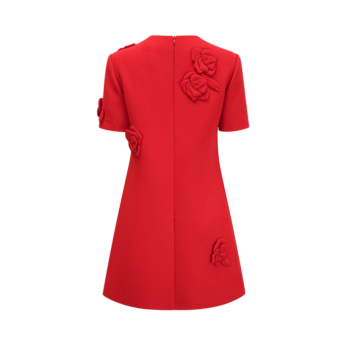 Aurohaya Calista red floral-detail short-sleeve mini dress